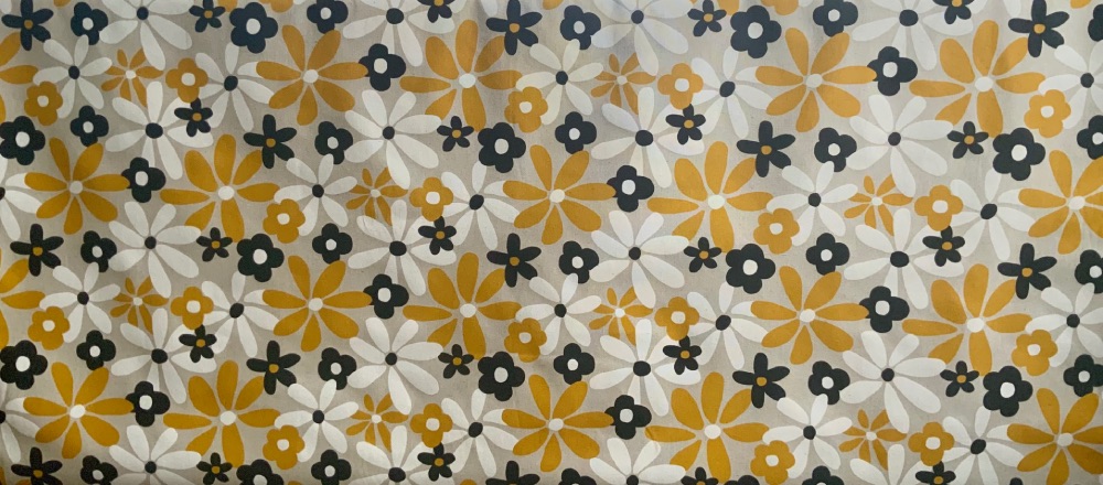 Hippy Flowers French Oilcloth in Yellow